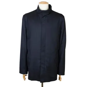 Navy Lightweight Wool Longline Overcoat