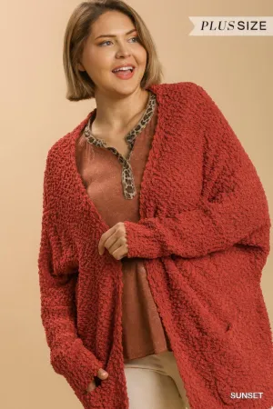 NicholesGifts Plus Size Women Open Front Oversized Cardigan Sweater With Pockets