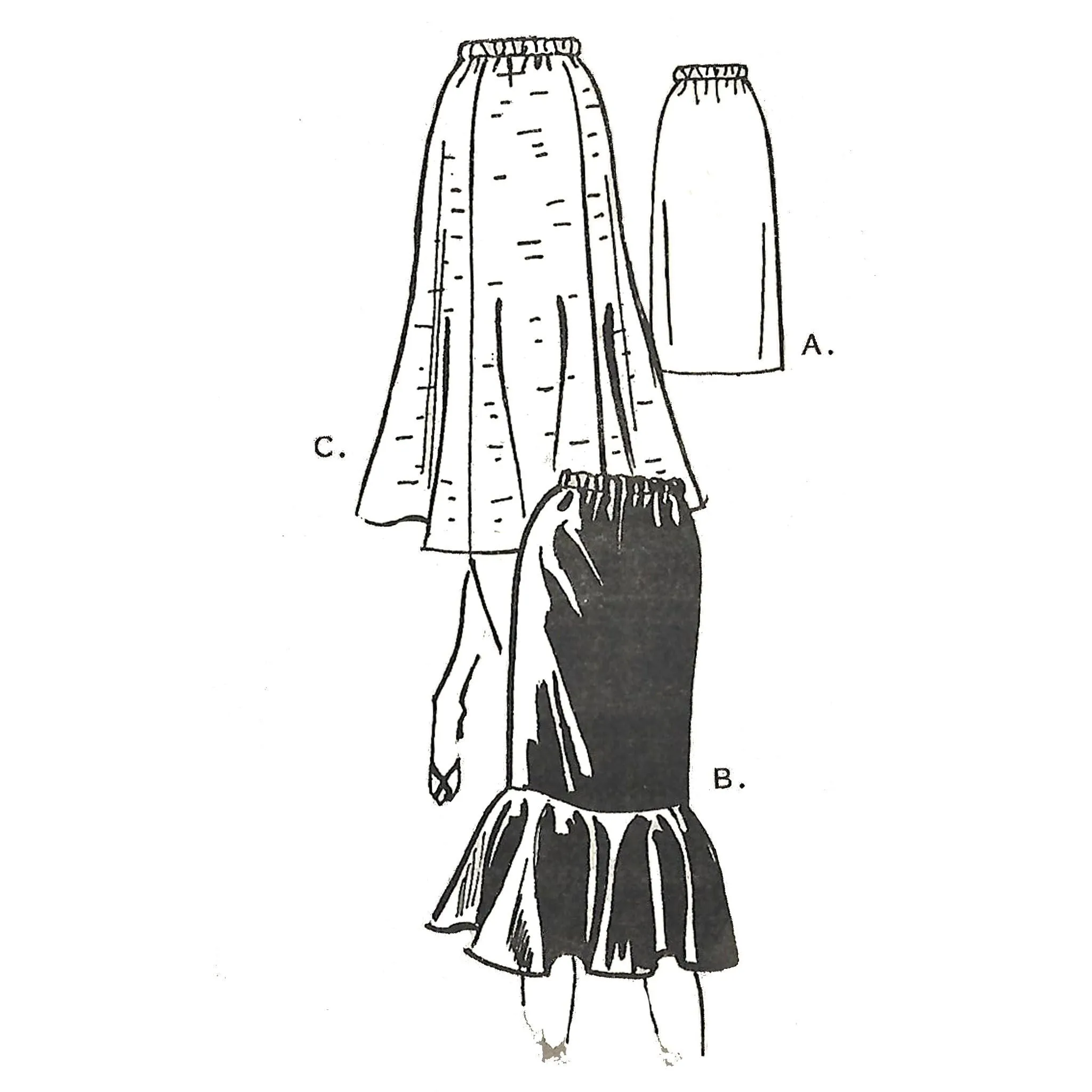 PDF - Vintage 1970s Pattern, Midi Skirts, Three Styles, Four Sizes -  Waist 26” – 40” (67cm -102cm) - Download