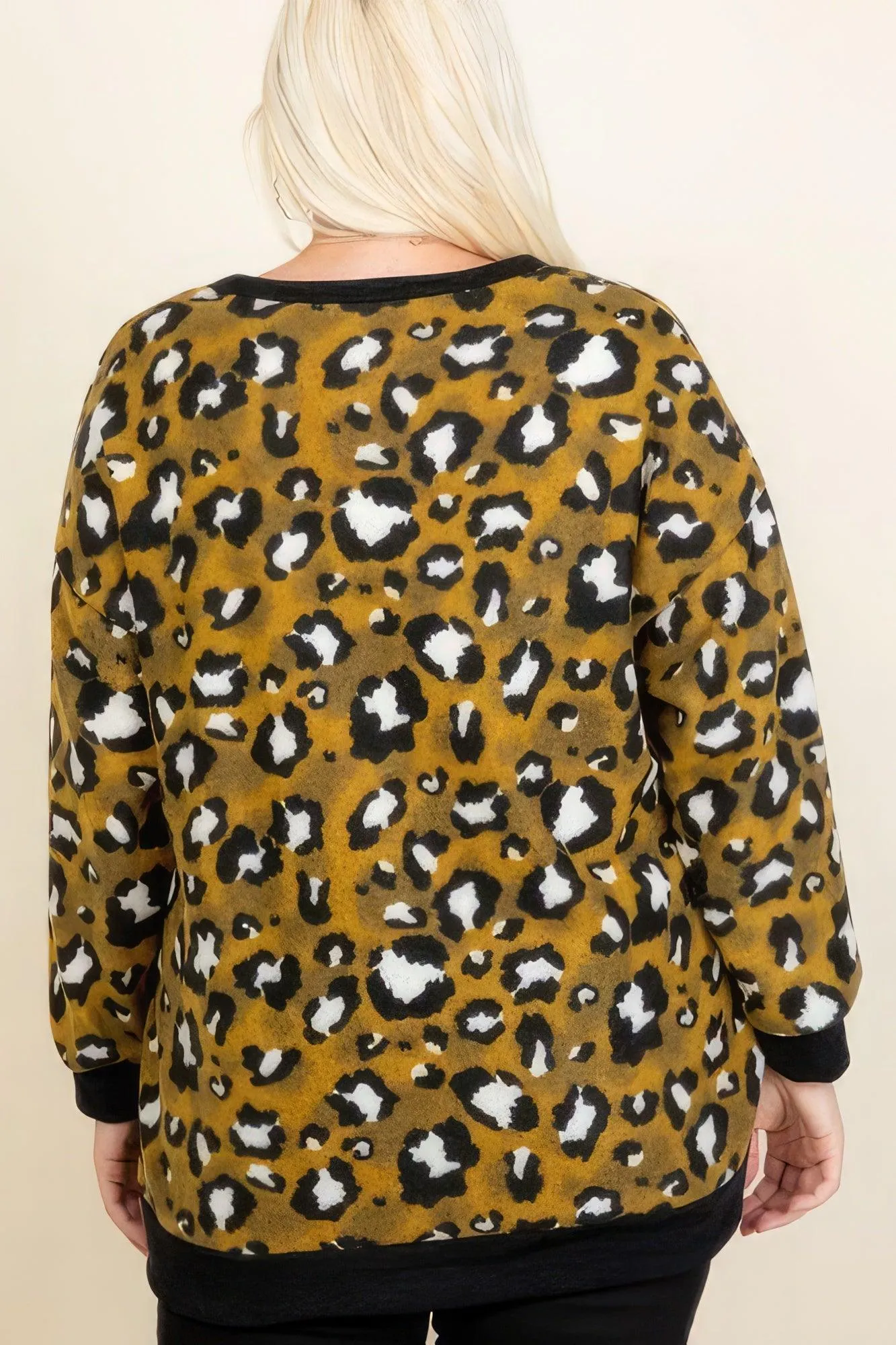 Plus Size Cozy Animal Mir Print With Brush Button Up