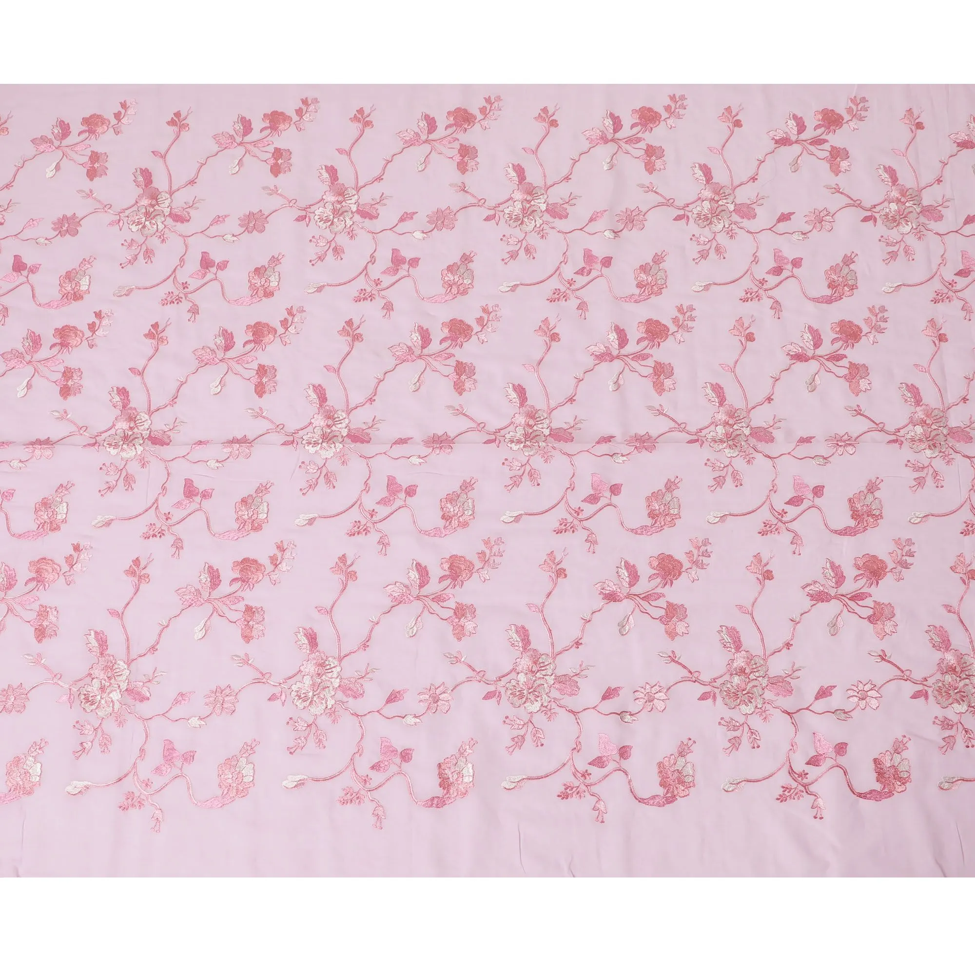 Rose Reverie Embroidered Cotton Voile Fabric - 110cm Width-D17563