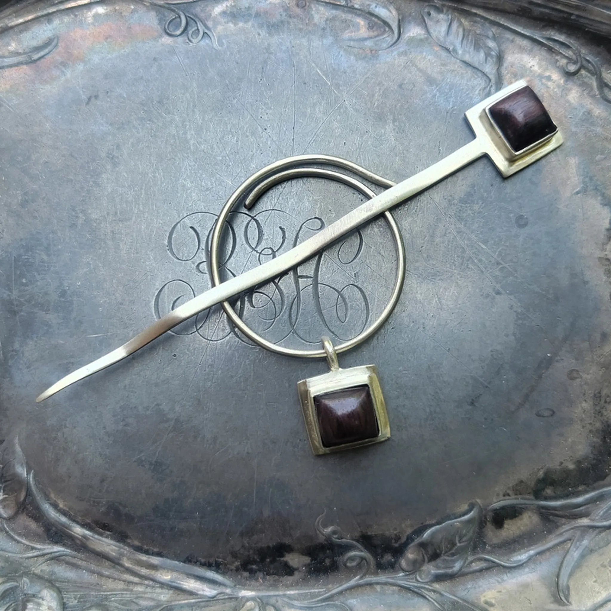 Rosewood Charm Shawl Pin