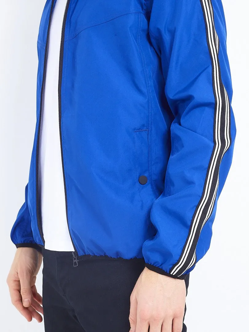 STRIPED SLEEVE TAPE DETAIL LIGHTWEIGHT JACKET