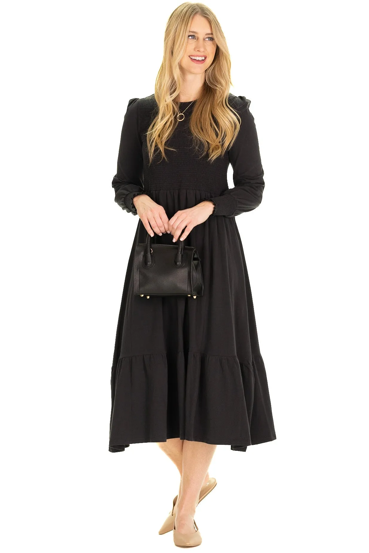 The Long Sleeve Jane Dress in Black