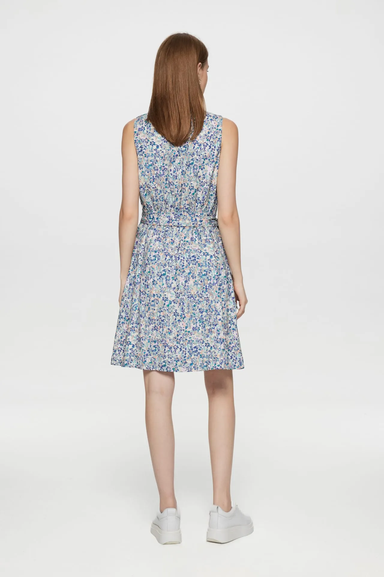 Veronica Crepe Floral Print V neck Dress