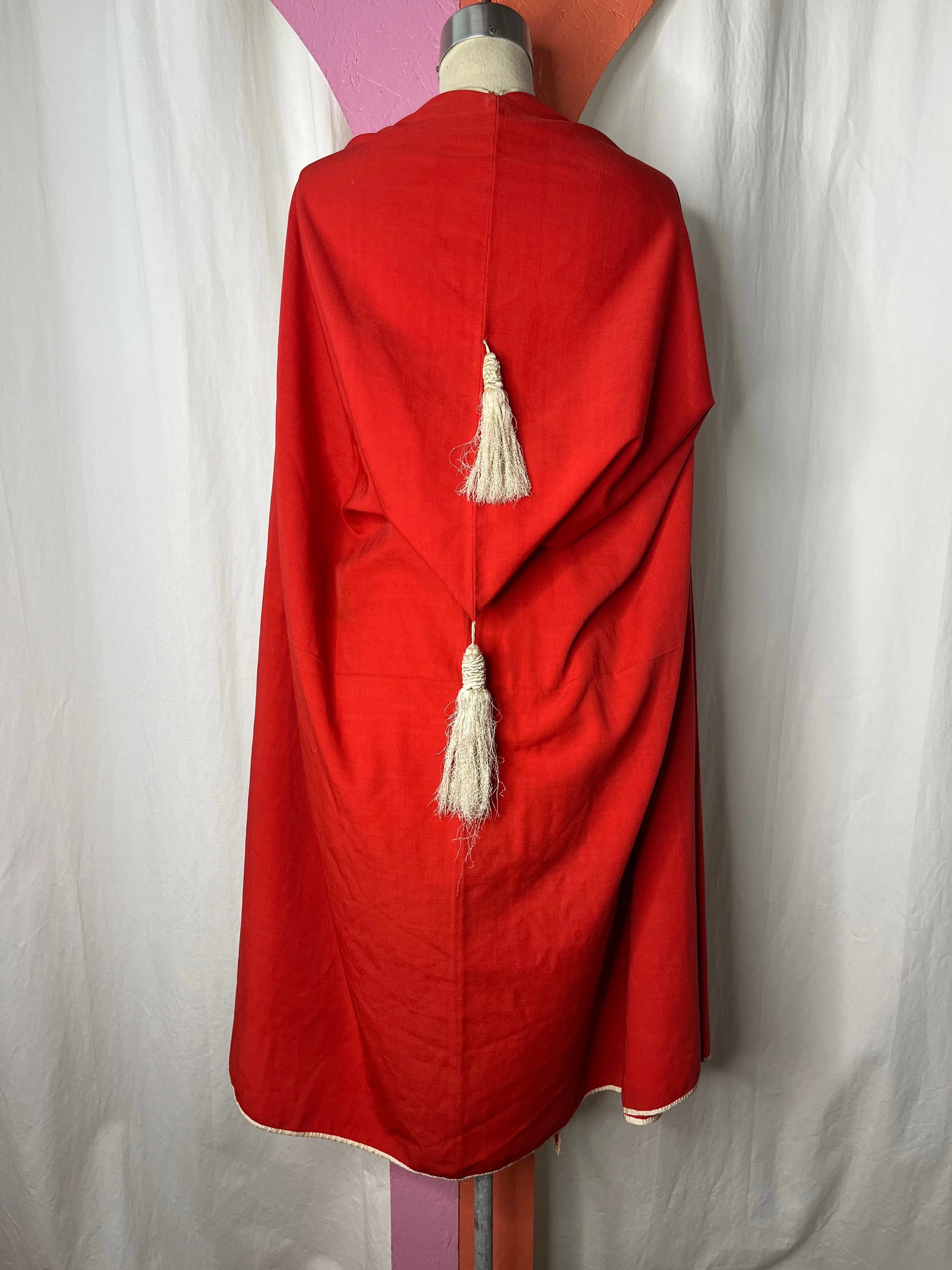 Vintage 1940s | Red Hooded Cape Cloak Costume | Free Size