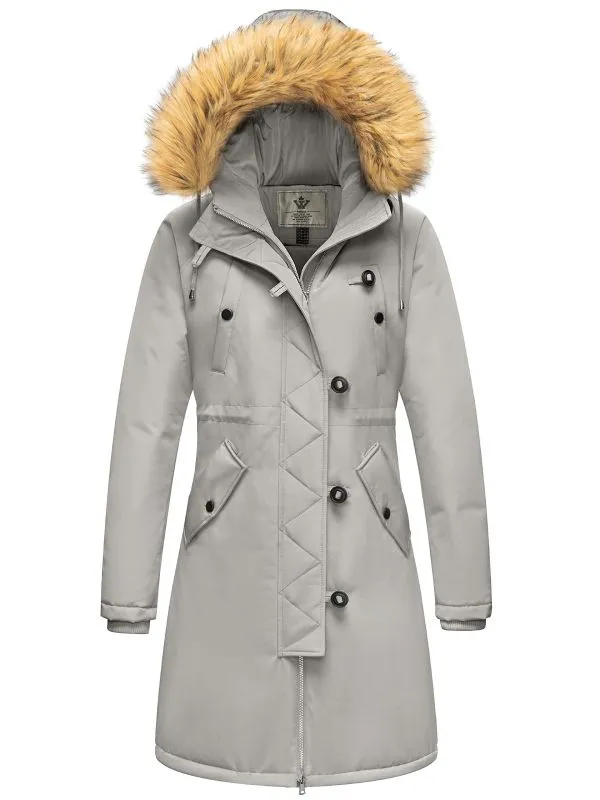 Women's Waterproof Winter Puffer Jacket Thicken Parka Coat with Fur Hood