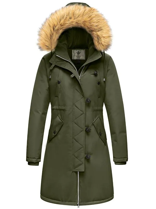 Women's Waterproof Winter Puffer Jacket Thicken Parka Coat with Fur Hood