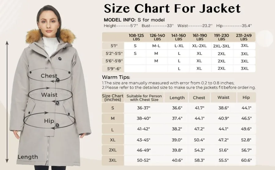 Women's Waterproof Winter Puffer Jacket Thicken Parka Coat